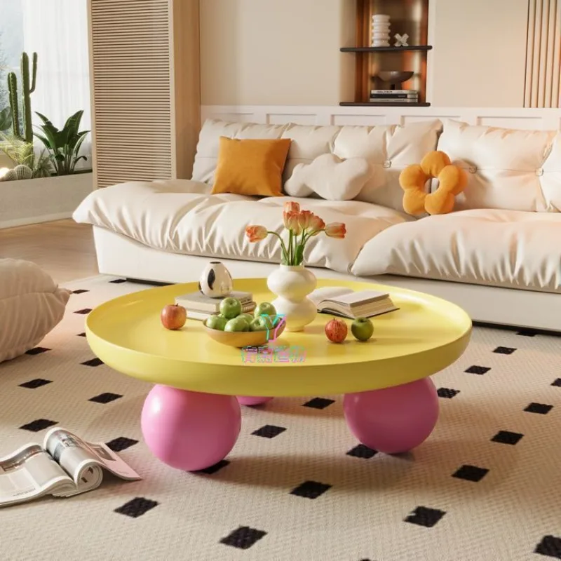 

Round Cream Coffee Table - Innovative Nordic Style, Minimalist Modern Design for Living Room, Perfect Small Space Sofa Table