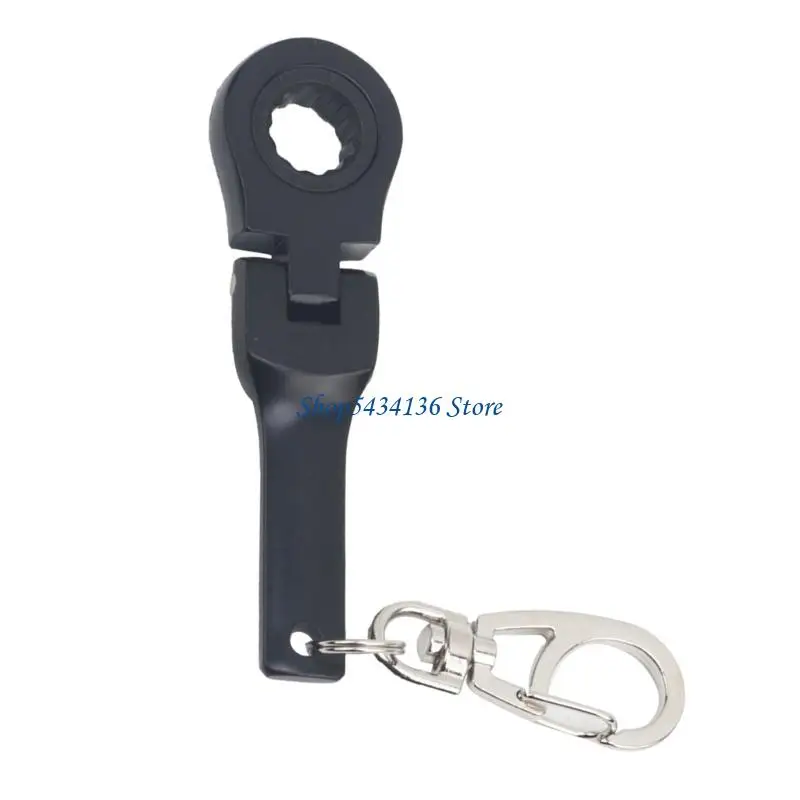 H7ED Car Auto Tuning Part 10mm Ratchet Wrench Keychain with 180° Rotating Head for Easy Access Tight Space Lightweight