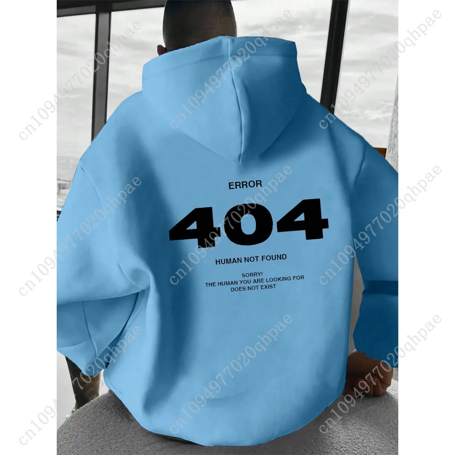 سترة بغطاء للرأس للرجال على طراز الهيب هوب خطأ 404 بشري لم يتم العثور عليها سترة بقلنسوة للرجال مع أرقام مطبوعة