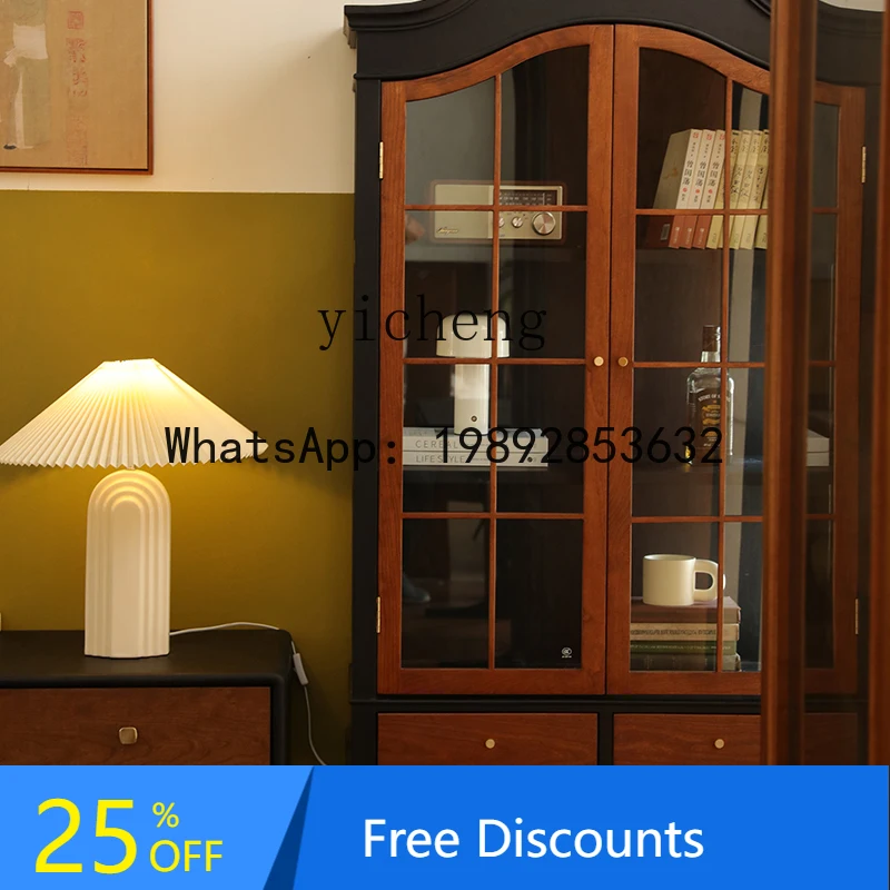 TT wine cabinet Solid wood Republic of China Shanghai display cabinet Simple side cabinet against the wall