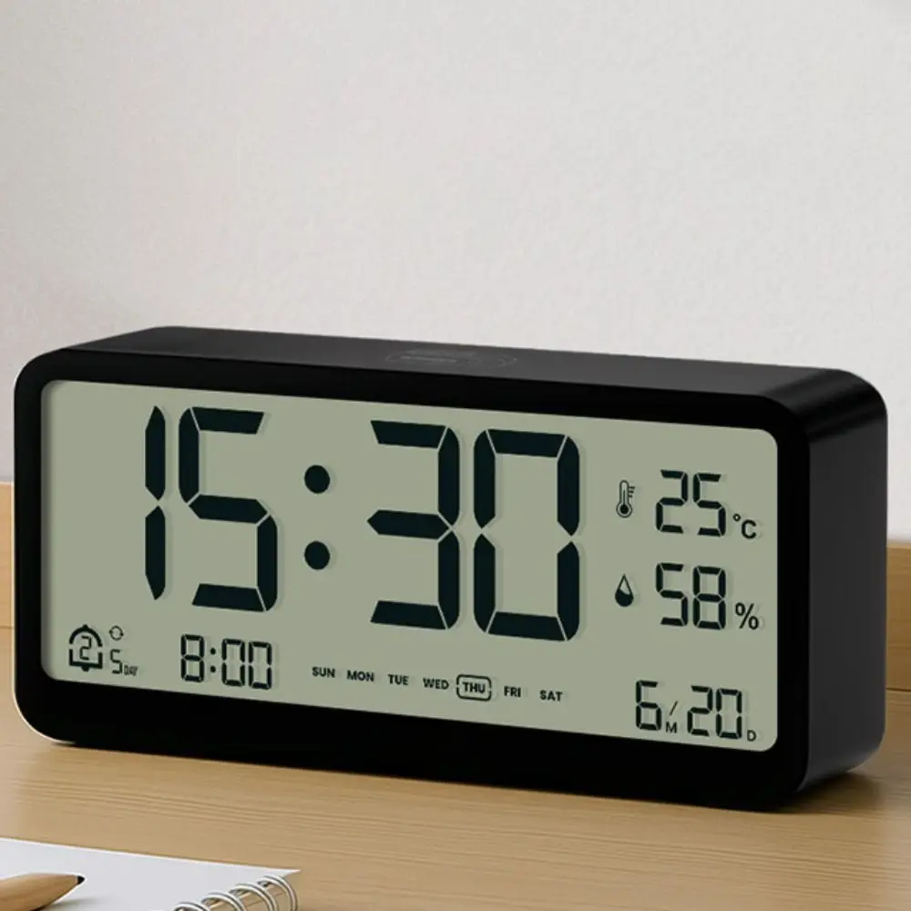 Reloj despertador Digital electrónico inteligente pantalla grande LED brillo temperatura y humedad ajustables reloj inteligente