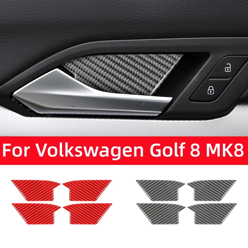 

Для Volkswagen Golf 8 MK8 2020 2021 авто внутренняя дверная ручка чаша крышка декоративные наклейки из углеродного волокна аксессуары для салона автомобиля