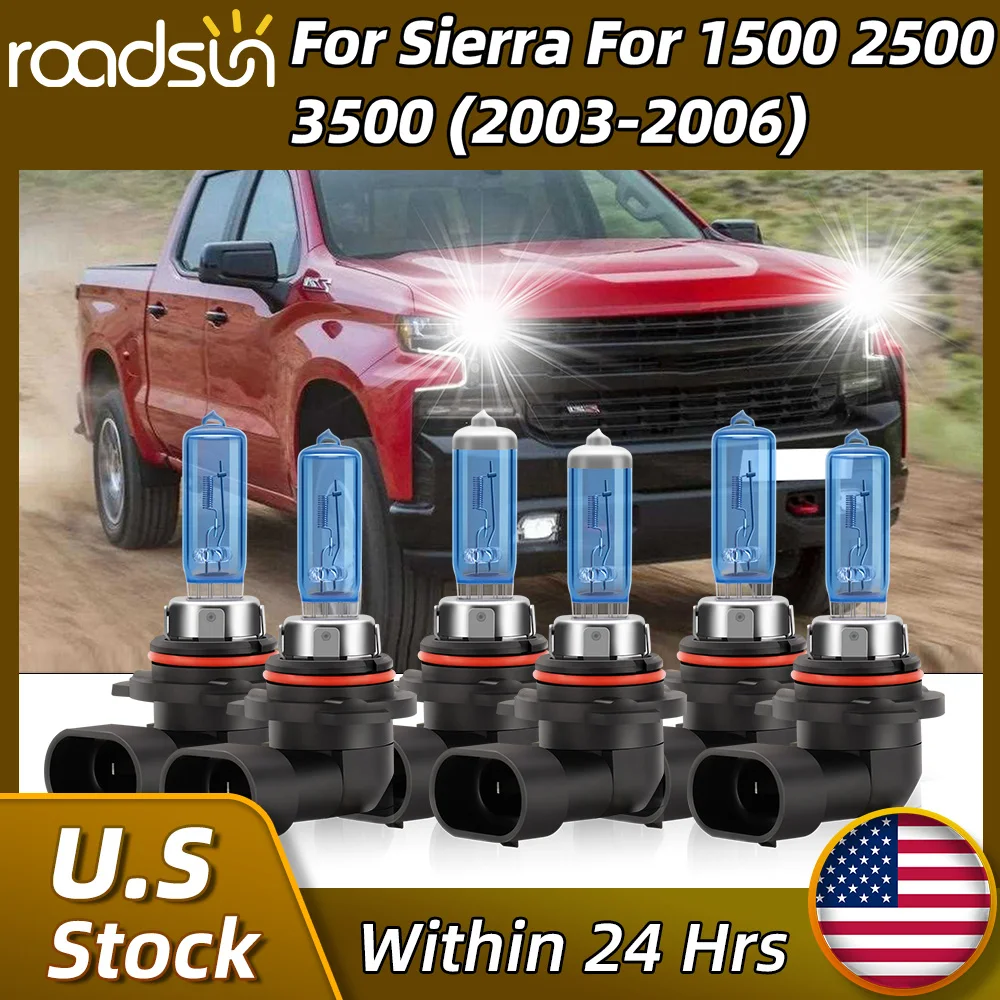 Fit For Silverado 1500 2500 3500 (2003-2006) 9005 9006Hi/Lo Beam Ultra - 9145 Fog Bulbs Halogen Bulbs Combo,Plug-n-Play