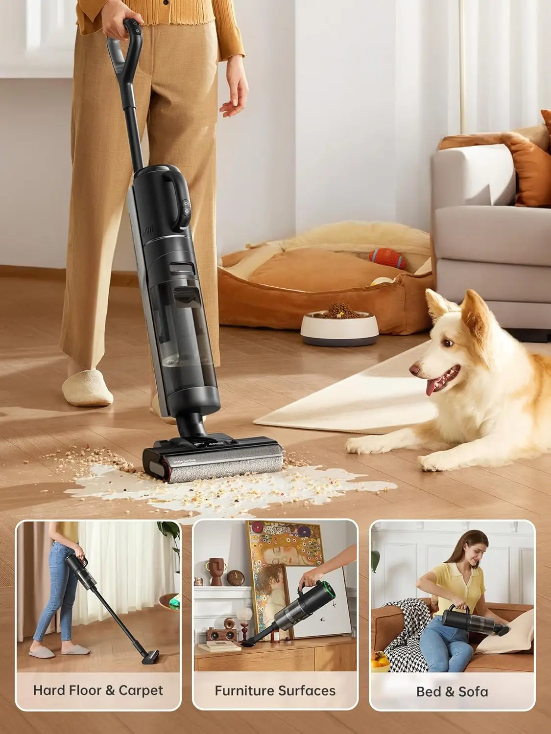 Dreame H12 Dual Smart Wet Dry Vacuum Cleaner, Floor Cleaner Mop Combo 4-In-1 Cordless Vacuum For Multi-Surface, One-Step Self