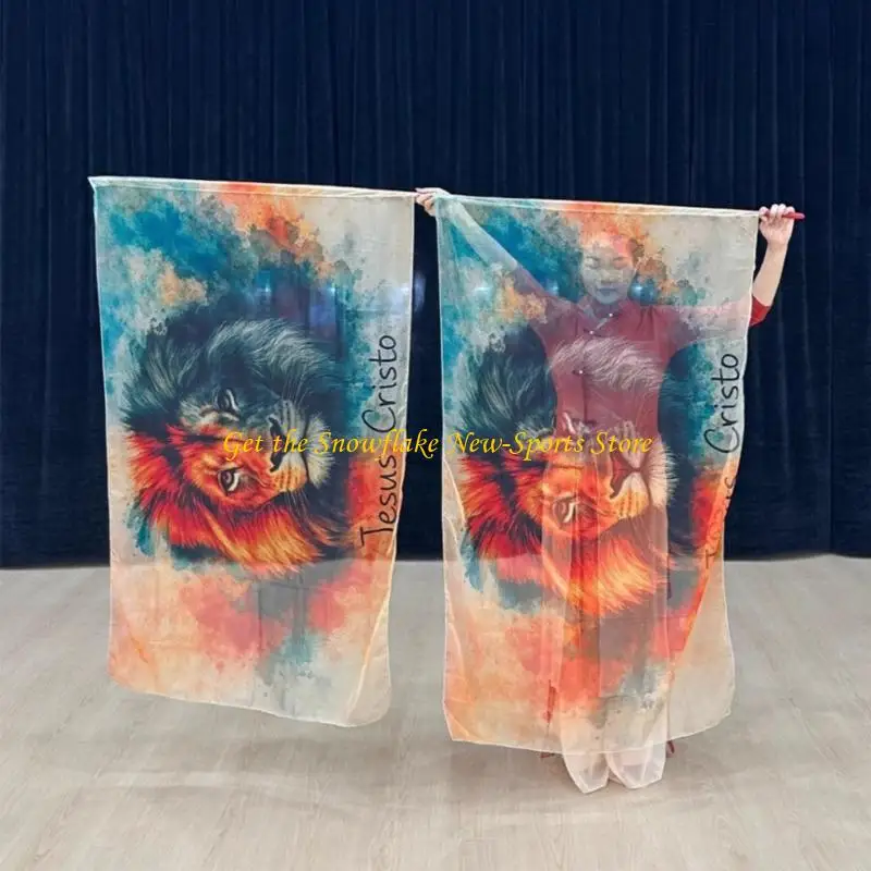 E56D Chiffons Worships Dance Flags Bright Color Seamlessly Edges Performances