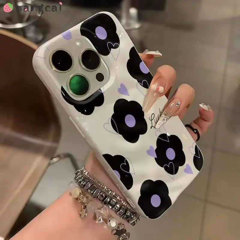 Black Flowers Meteorite Phone Case For Samsung Galaxy A16 A15 M15 F15 A14 M14 F14 A13 M13 A12 M12 A11 A10S A50 A50S A30S Cover