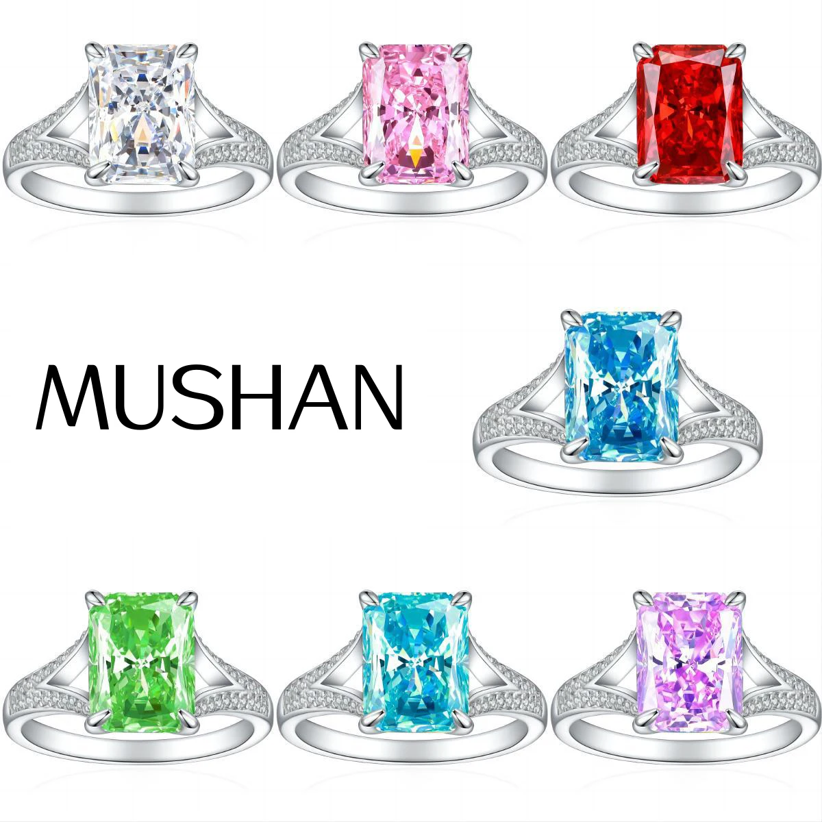 MuShan Jewelry 925 Sterling Silver Ring Wedding Band High Carbon Diamond Anniversary Gift Fine Jewelry Women Rings Fine Jewelry