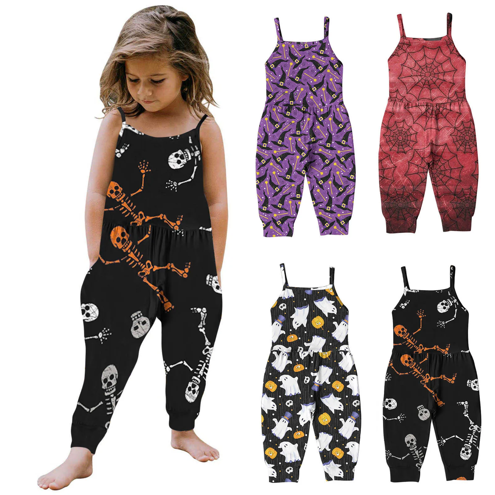 

Halloween Baby Romper Girl Straps Sleeveless Overalls One-Piece Backless Party Costume Children Clothing Infant Jumpsuit A625