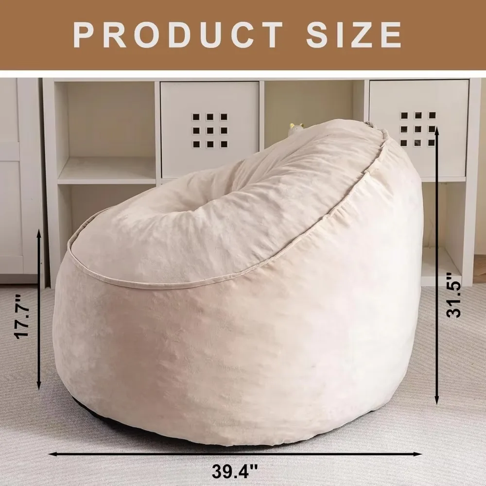 Adult bean bag chair, Sherpa lazy sofa, bean bag chair with pockets, living room bean bag sofa, accent chair, floor chair