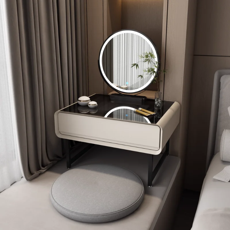 

Solid wood bay window dresser, coffee table, small apartment, multi-functional Nordic simple makeup table with mirror