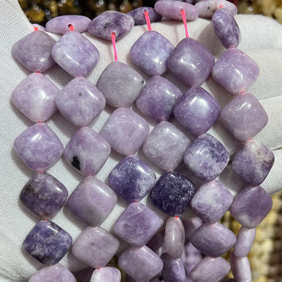 

Natural Purple Mica Crystal Rhombus Beads Square Faceted Section Handmade For Jewelry Making DIY Necklace Bracelet 15''15mm