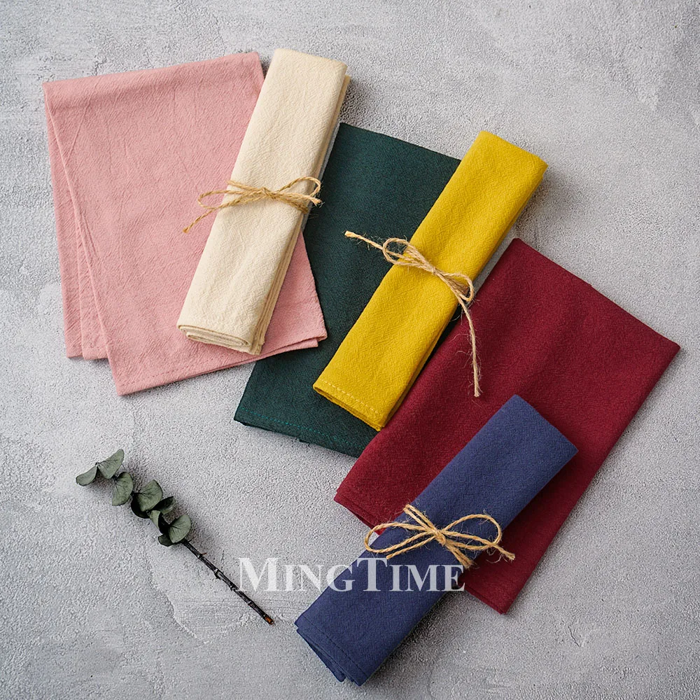 6pcs Cloth Napkins 40cm X 40cm Plain Washed Cotton Vintage Reusable Table Napkin for Gatherings Wedding Baby Shower Dinner Party