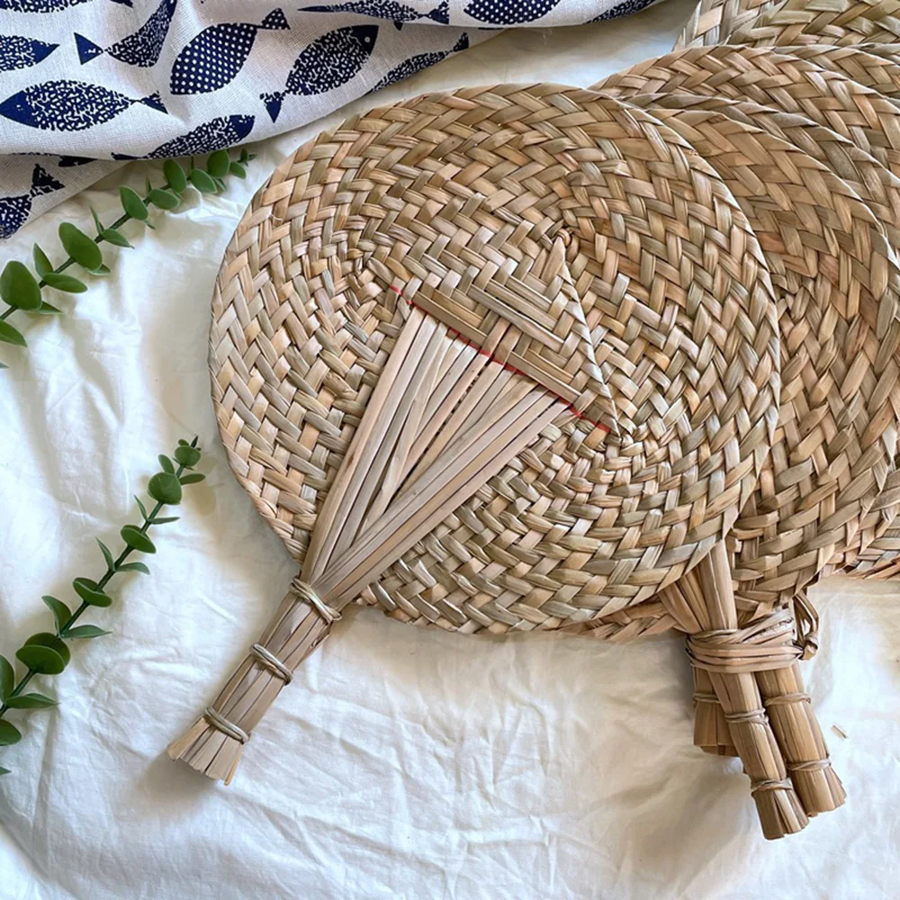 1PC Handmade Rattan Straw Fan for Living Room Bedroom Wall Hanging DIY Wedding Party Home Decor Accessories