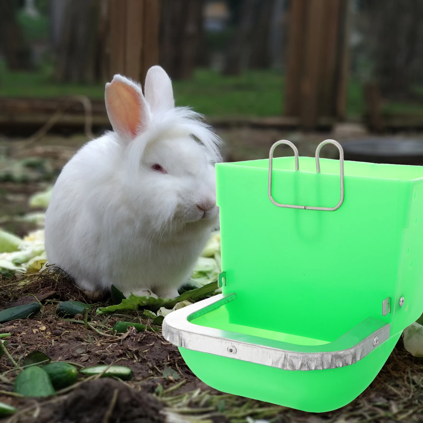 

Plastic Rabbit Feeder Box Automatic Pet Food Dispenser Cage Hanging Bunny Feeding Station for Small Animals Rabbit Feeder