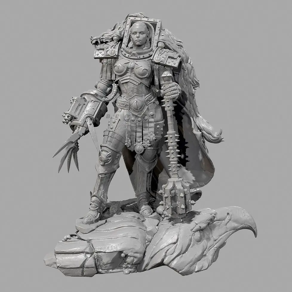 50mm 75mm 90mm Female General Warrior White Model Blank Sculpture DIY Coloring 3D Printed Figurines Miniatures