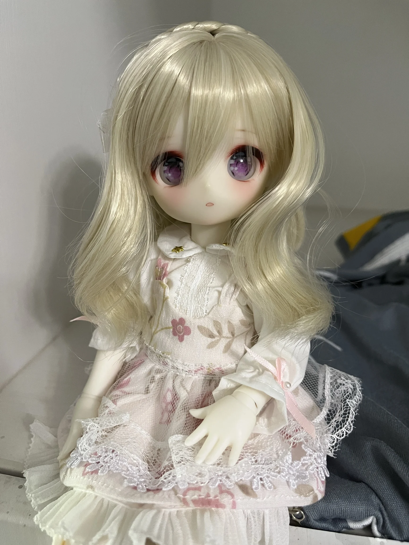 D04-A989 children toy BJD DD SD MSD 1/6 1/4 1/3 doll Accessoriess wig light gold brownn color Braided hair has long curly hair 1