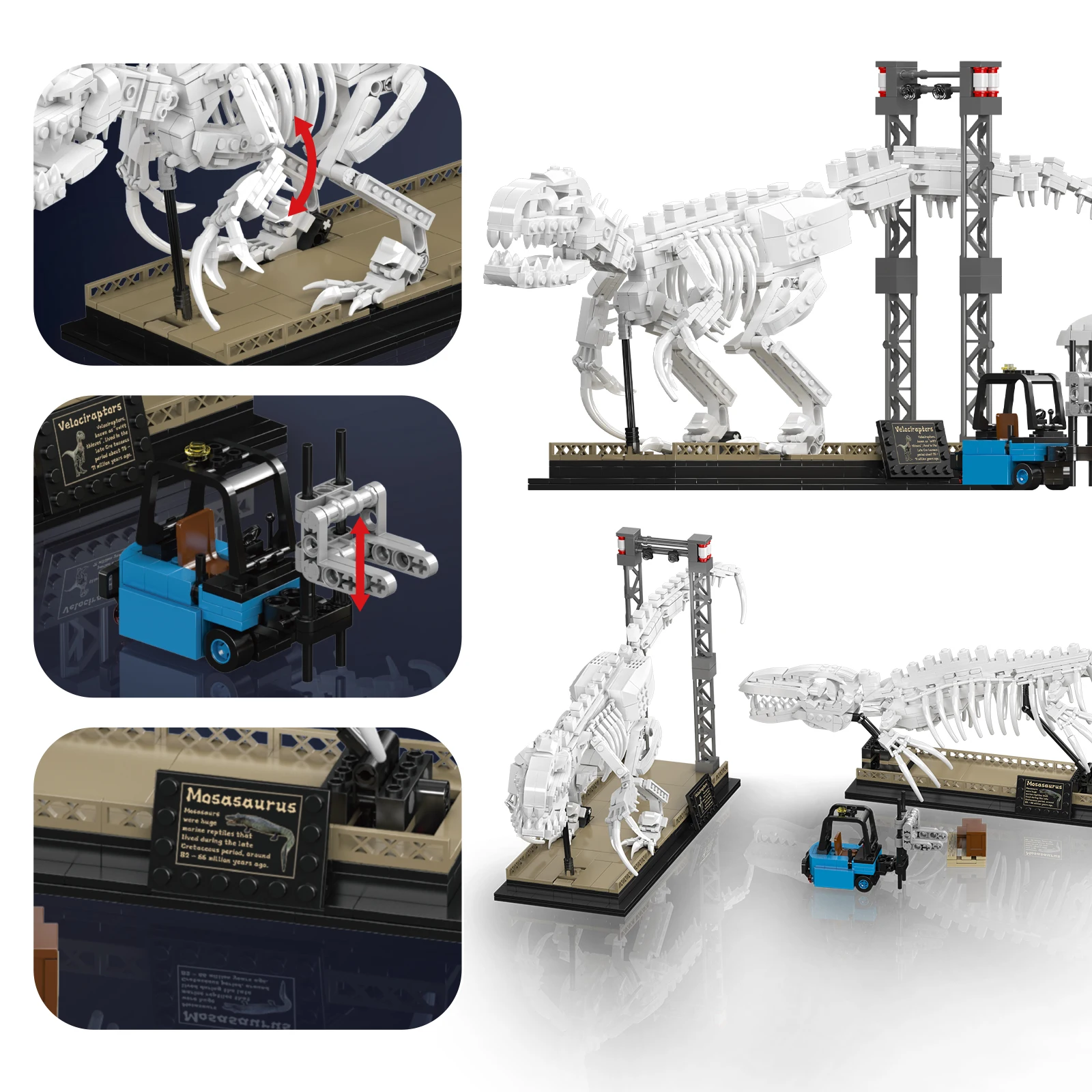 Molde rei 1418 pçs mosasaurus raptor kit modelo fóssil blocos de construção tijolos montagem brinquedo educativo para adolescentes presente aficionado