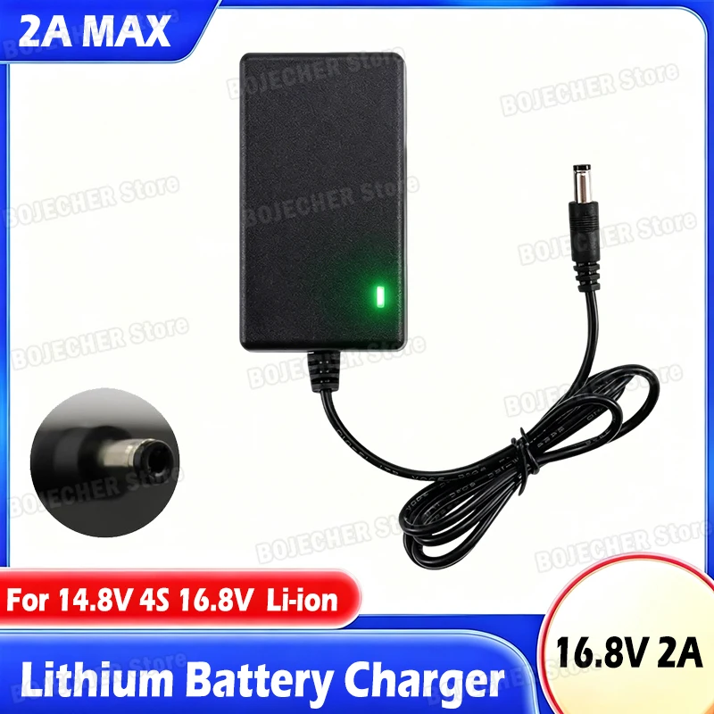 DC 16,8 V 2 A Max. Lithium-Batterieladegerät mit DC5525-Anschluss für 14,8 V 4S 16,8 V Li-Ionen-Akku 18650 Akkupack-Netzteil