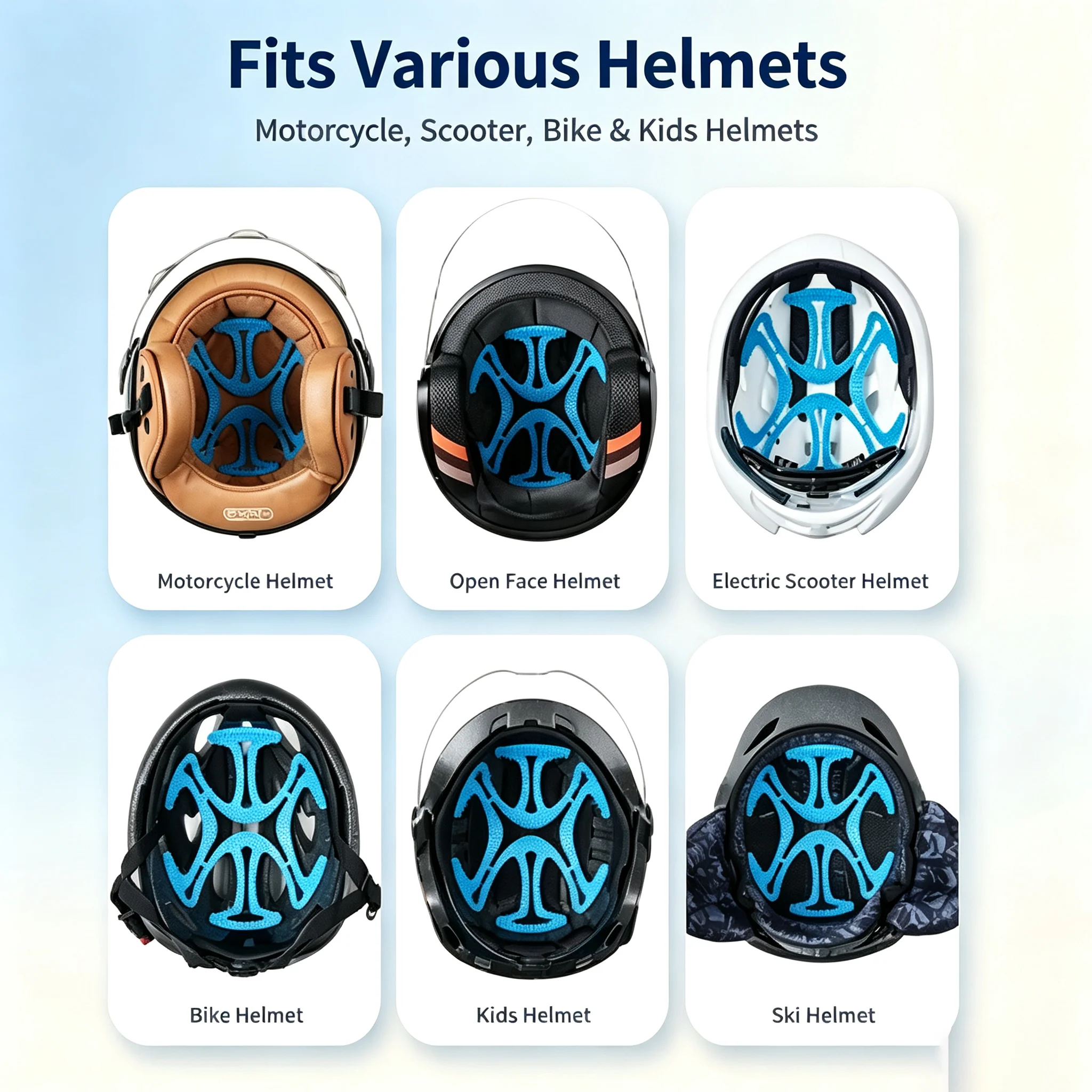 Motorcycle helmet liner, protective pad, soft rubber, snowflake appearance, heat insulation
