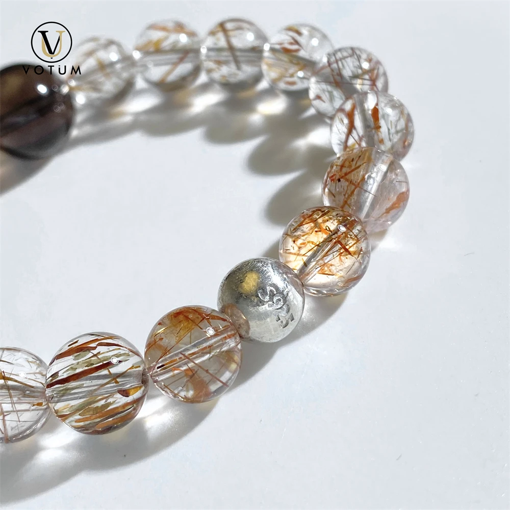 Votum Natural Black Gold Super Seven Quartz Bracelet for Men Wealthy Attract Smoky Quartz Crystal Healing Bracelets Jewelry view 6