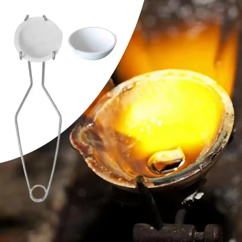 High-Temp Quartz Crucible Clip And Melting Bowl Set For Gold Silver Melting Jewelry Casting Metal Refining Furnace Tools