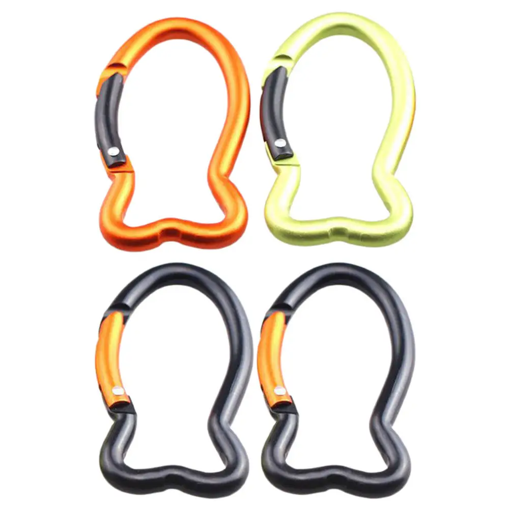 4Pcs Outdoor Mountaineering Buckle Premium Aluminium Alloy Hanging Carabiner Smooth Accessory for Hiking Camping