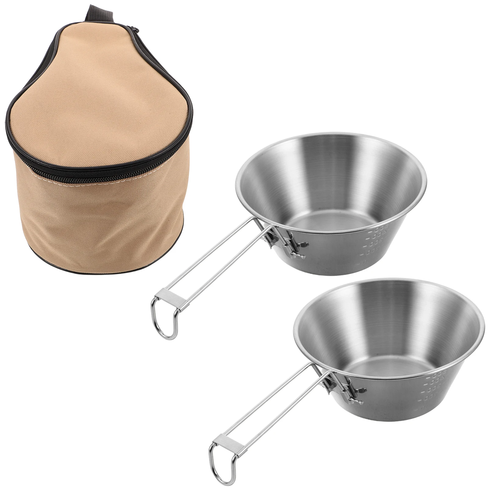 

1 set Outdoor Snow Pull Bowl Set Stainless Steel Foldable Camping Bowls Heat Resistant Lightweight Soup Bowl for Backpacking