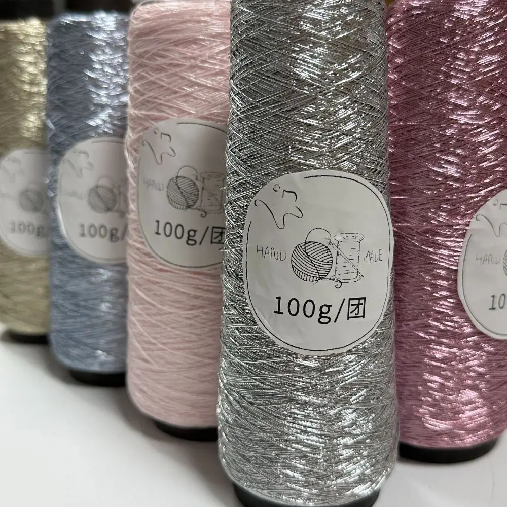 100g/Roll Multicolor Fine Gold Silver Yarn DIY Crochet Accessories Metallic Color Core-spun Dia.0.8mm Hand-woven Supplies