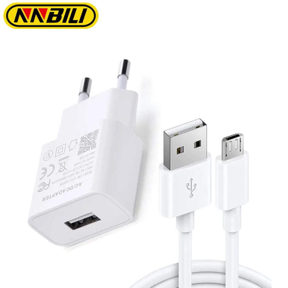 NNBILI 레드미 충전기용 마이크로 USB 케이블 휴대폰 충전 어댑터, 레드미 노트 11, 10, 9, 9A, 8A, 3, 4, 6, 7, 8, 8T 프로용, 5V 2A, EU 미국 