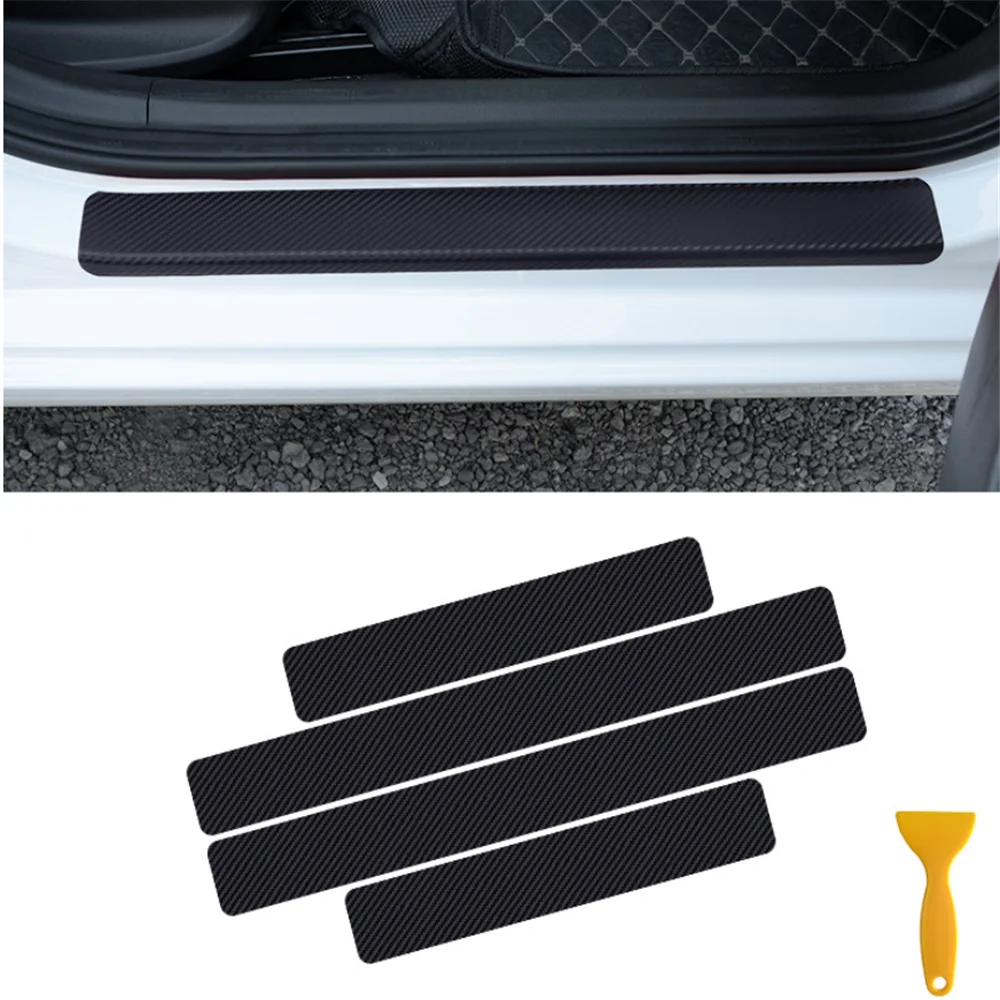Pegatinas de fibra de carbono para umbral de puerta de coche, para Toyota RAV4 Yaris CHR Prado Prius 4WD VVTI Crown Auris Etios Vios Supra Markx