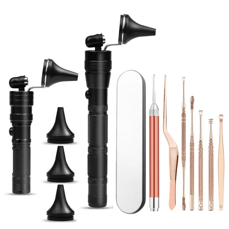 Earwax Removal Light LED Flashlight Ear Wax Remover Picker Earpick Nose Tweezers Forceps Spoon Picks Wax Cleaning Tool C3