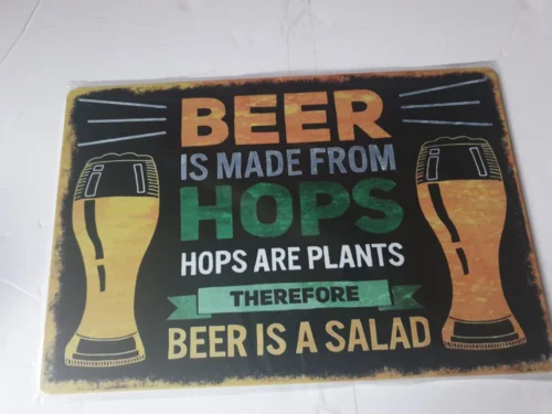 Beer Is Made From Hops Metal Sign Man Cave Beer Retro Pub Humour FREE P&P