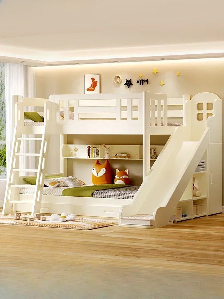 Simple adult bunk bed, high and low mother and child bed, small unit elevated bed, two-story children's slide bed