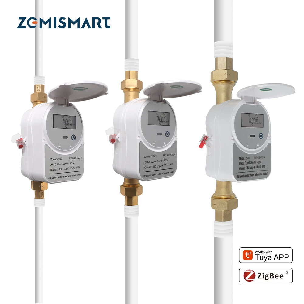 

Zemismart Zigbee Smart Water Meter Valve Control Work with Tuya Hub Home Assistant Zigbee2mqtt Water Flow Consumption Measuring