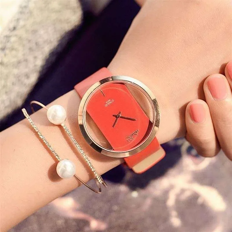 Fashion Skeleton Bracelet Watches Women Luxury Leather Band Analog Quartz Wrist Watch Ladies Watch Women Dress Ladies Watch