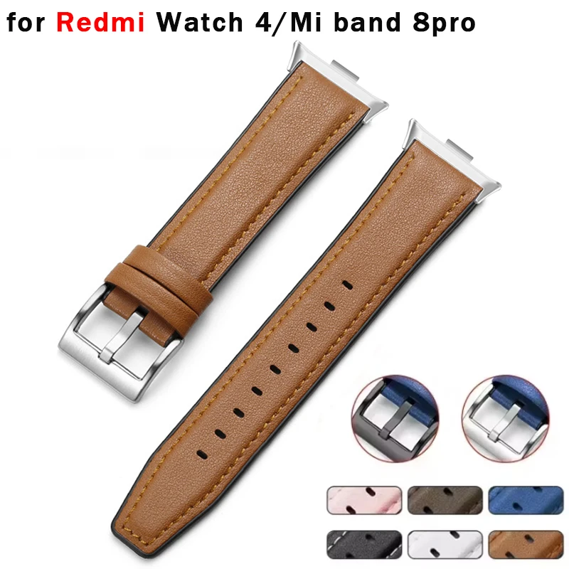 Pulseira de couro para Redmi Watch 4, pulseira para Xiaomi Mi Band 8 Pro, pulseira esportiva, acessórios para relógios inteligentes