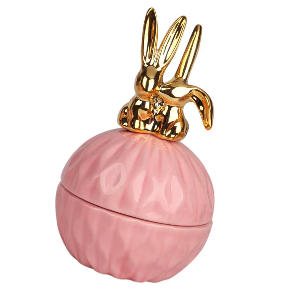 Ceramic Ring Jewelry Box Pink Candy Container Creative Storage for Candy Snacks Gift Bottle Party Decor