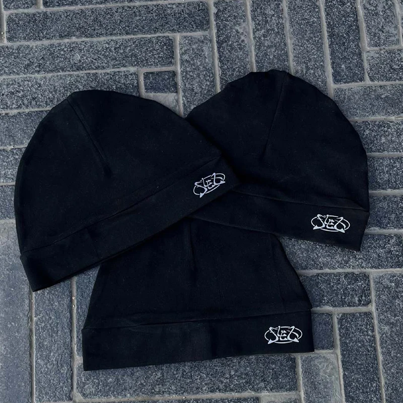 2000s Simple Letters Embroidered No-brim Hat All Season Daily Outdoor Hip Hop Cap Fashion Casual Windproof Double Layer Beanie
