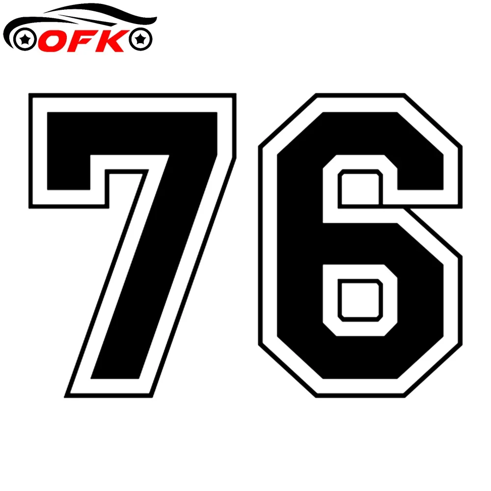 Personalized and Funny PVC Number 76 Car Sticker Decals Motorcycle Car Bumper Window Decoration 20cm * 14cm