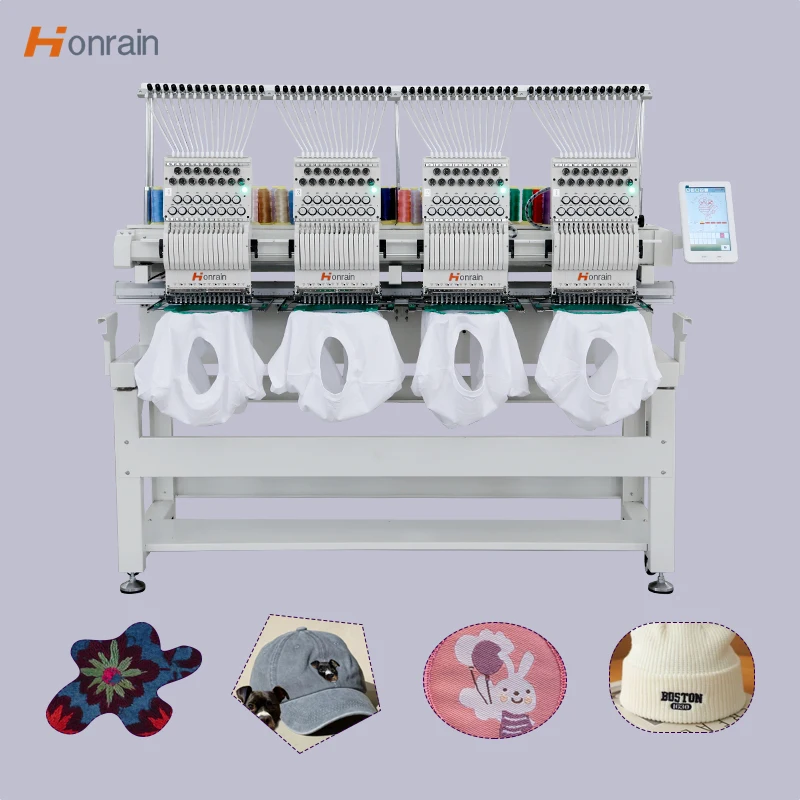 Fully Computer 4Head Embroidery Machine T-shirt Flat Embroidery Machine 12/15 Needles Computer Embroidery Machine for Clothes