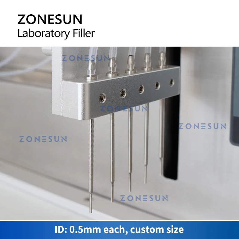 ZONESUN Ceramic Pump Liquid Filling Machine Automatic 5 Nozzles 0.01-0.17ml Reagent Filler High Precision Laboratory ZS-YTCPD5