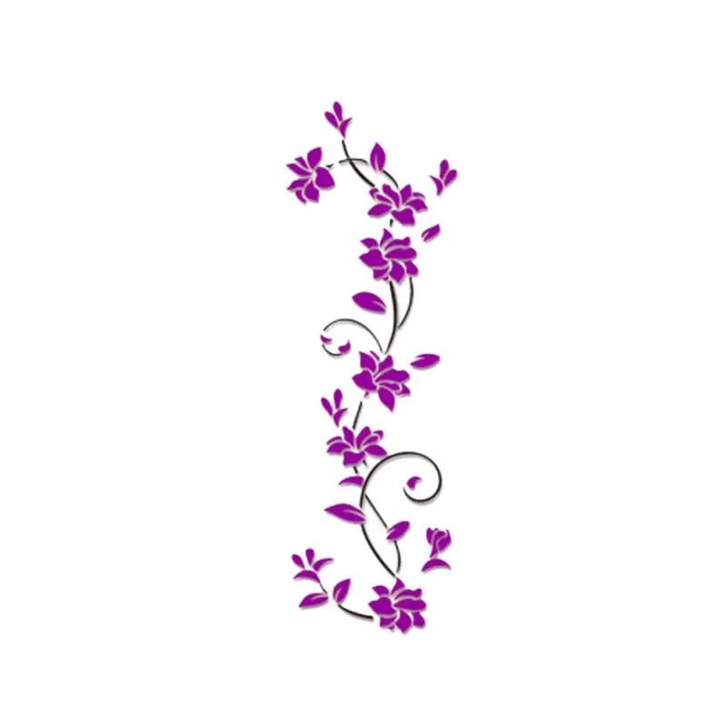 3D Acrylic Wall Sticker DIY Rose Flower Vine Wall Decals Art Wallpaper Home TV Background Wall Poster Wall Sticker Decor Mural