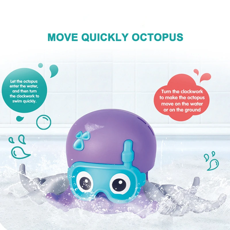 Swimming Octopus Bath Toys Floating Wind-up Toys Swimming Pool Games for Infant Toddlers Kids Boys Girls FOU99