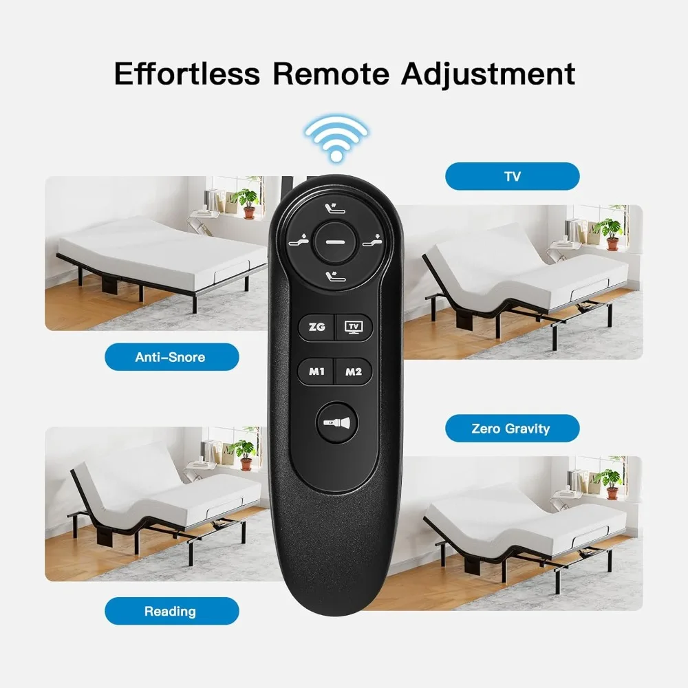 إطار سرير مزدوج XL قابل للتعديل، قاعدة سرير كهربائية مع ميل للرأس والقدم، منافذ USB-A وUSB-C، إضاءة LED تحت السرير #5
