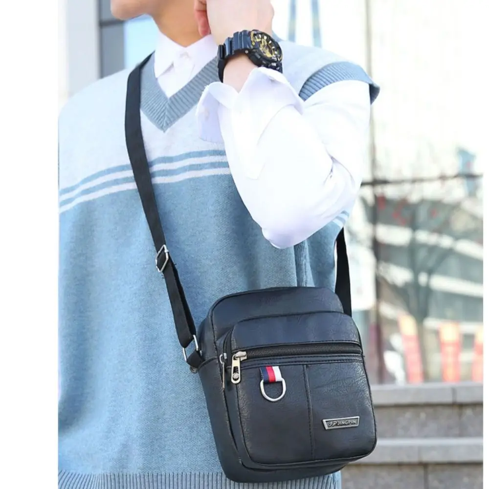 Leather Men\'s Sling Bag Messenger Shoulder Crossbody Bags Large Capacity Handbags Multifunctional