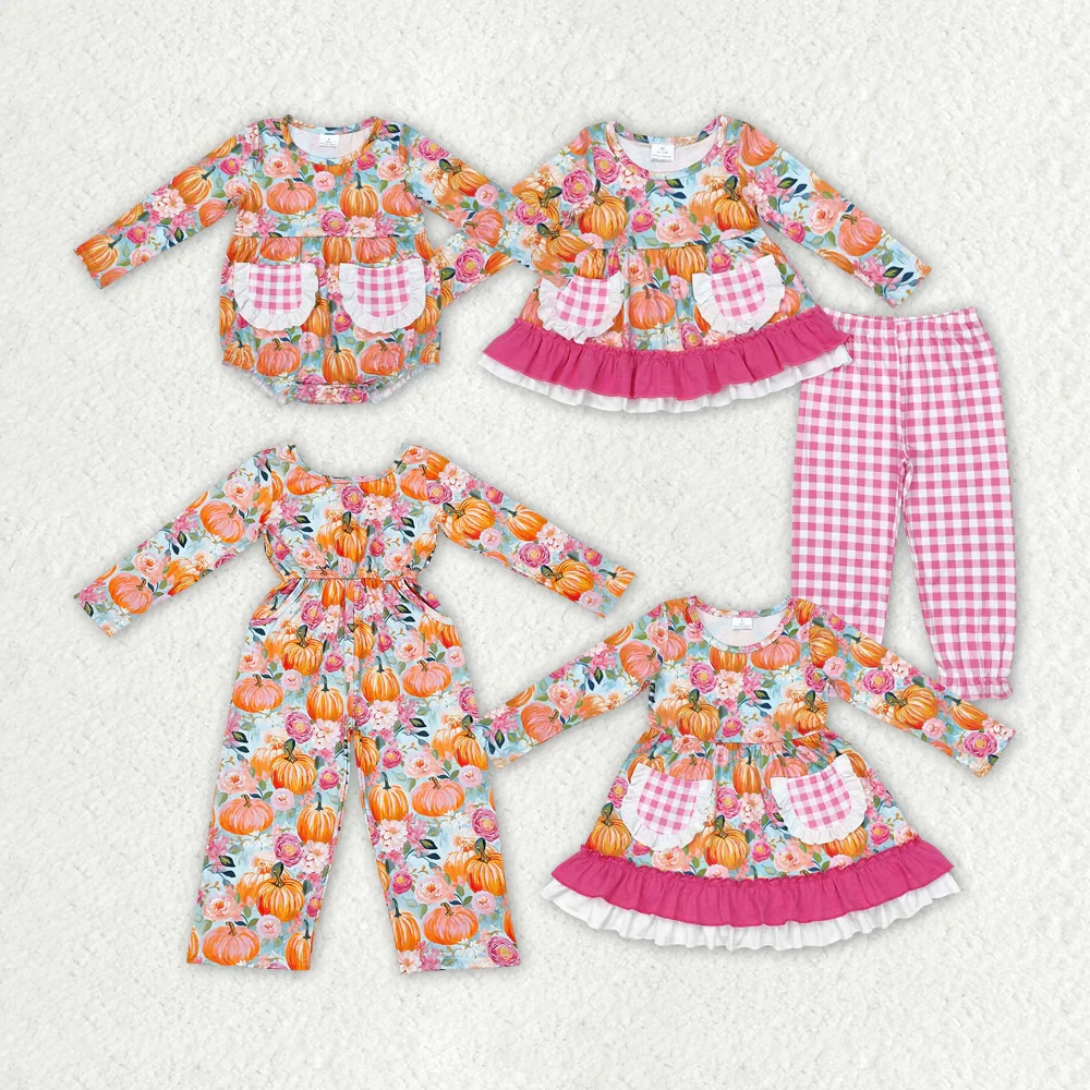 

GLP1233 Wholesale baby rompers kids clothes girl dresses Embroidered long sleeve pants sets Summer Boutique baby girl clothes