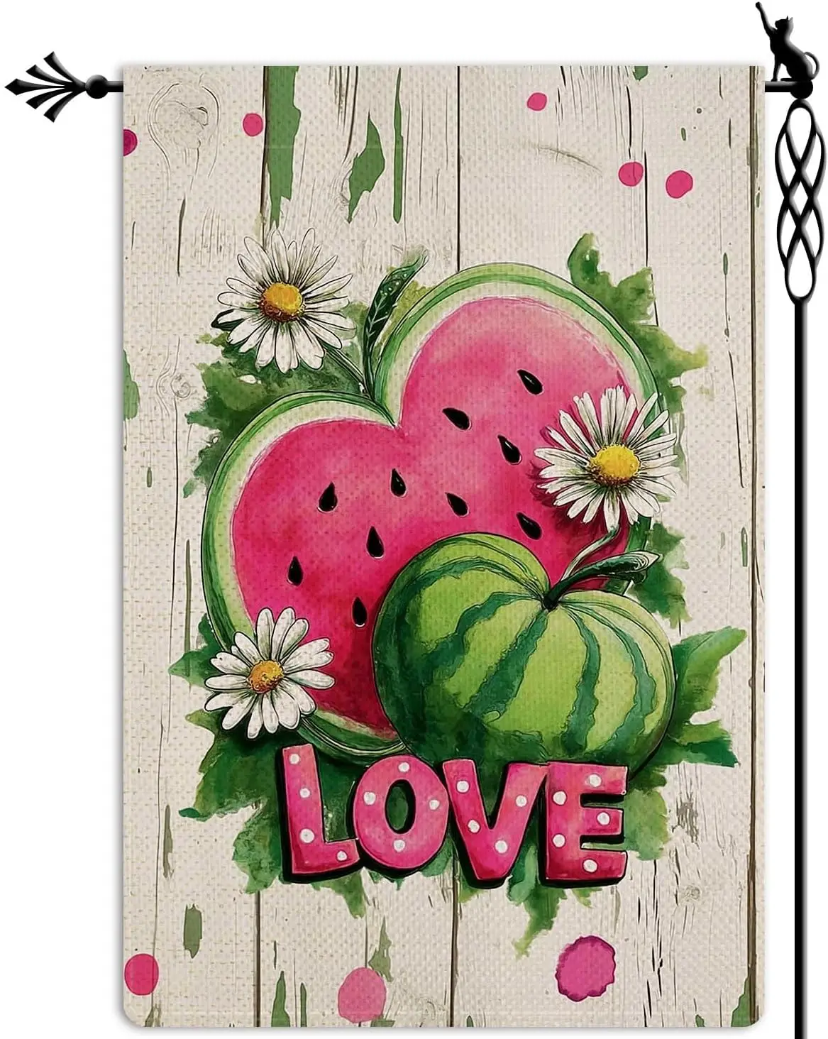 Spring Summer Watermelon Heart Garden Flag Love Valentine Garden Flag Vertical Double Sided Rustic Farmland Burlap Yard Lawn AAS