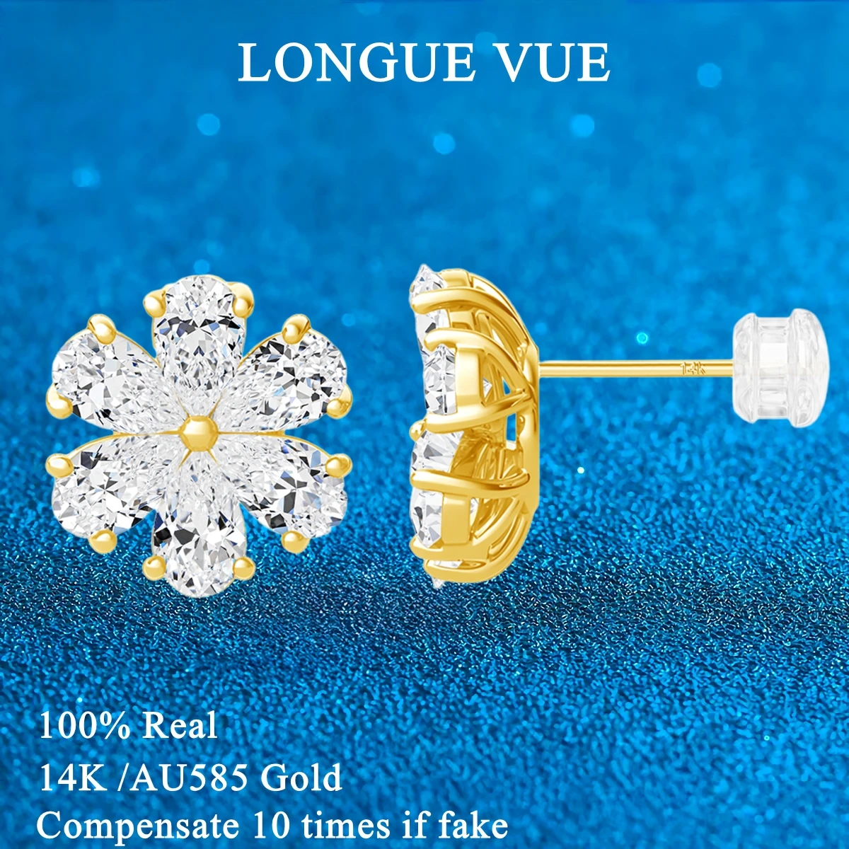 

Floral Moissanite Stud Earrings 14K Gold 12pcs 0.5ct Pear Cut D VVS1 Lab Diamond Ear Jewelry for Women Wedding Party Engagement