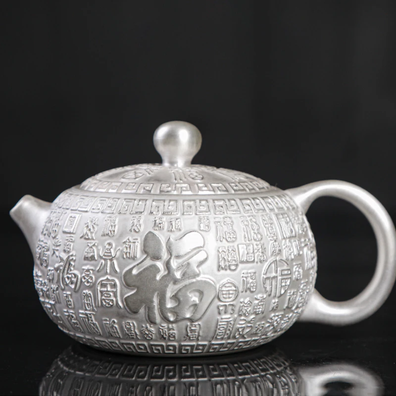 999 sterling silver kung fu tea set teapot teacup set of high-end home tea cup gift box