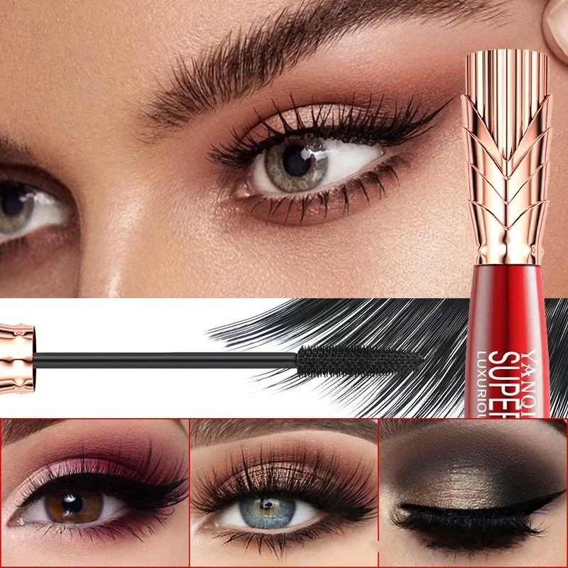 Seide Faser Schwarz Mascara Make-Up Wasserdicht Anhaltende Verlängert Wimpern Verlängerung Nicht-wisch Anti-schweiß Mascara Make-Up Kosmetik